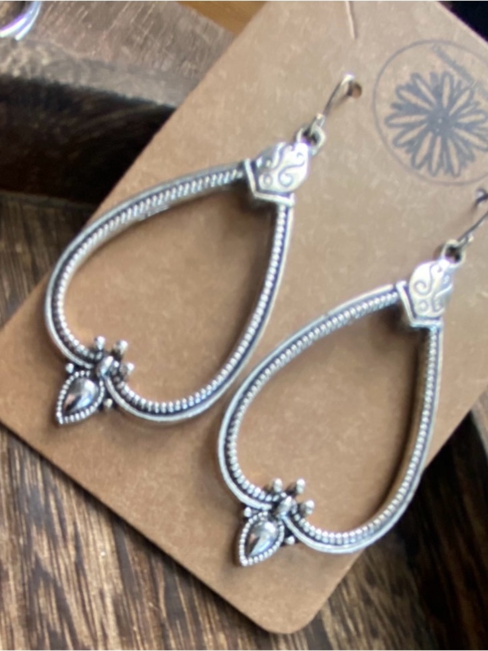 Silver Teardrop Filigree Dangle Earrings - Women Jewelry